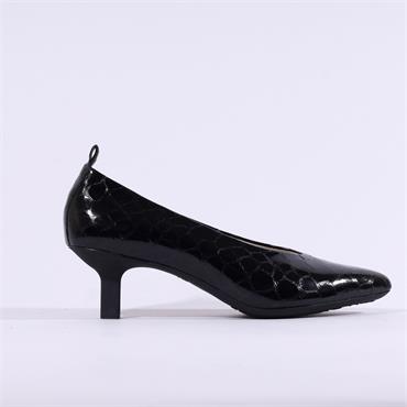 Wonders Hilda Heel Tab Classic High Heel - Black Croc